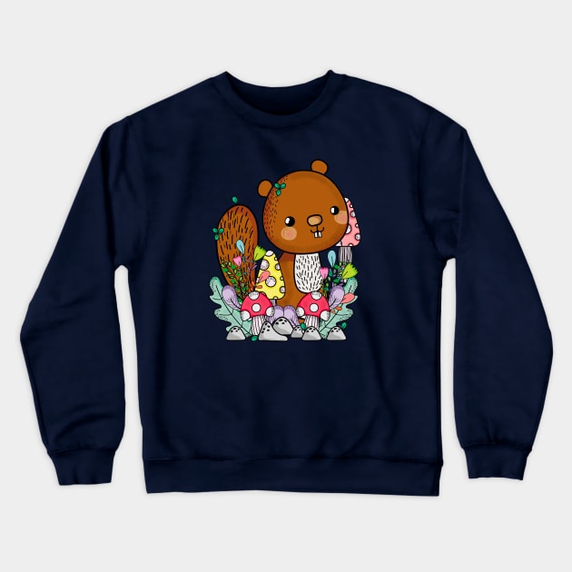 Cute Squirel Animals Crewneck Sweatshirt by JeffDesign